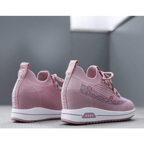2021 Hide Heel Fashion Sneakers for Women Breathable Platform Sneakers Lace Up Fashion Causal Shoes Woman Chunky Sneaker