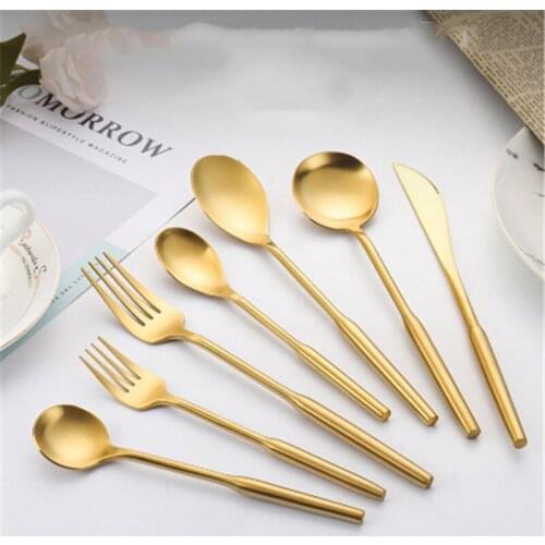 1pc Dinnerware Set Stainless Steel Gold sliver Cutlery Knife Cake Salad Fork tea coffee spoon Flatware Tableware dropshipping