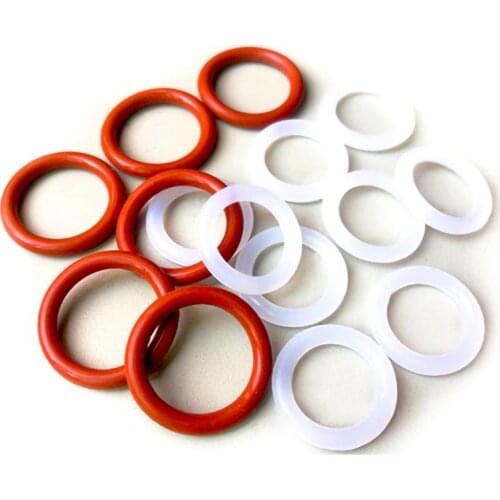 10Pcs Red/White OD 5-40mm Food Grade Safe Silicone O Rings Gaskets 1mm Wire Diameter O Ring Seals Washer