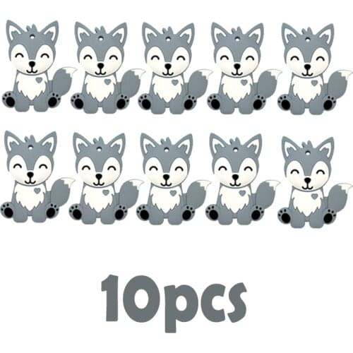 10pcs/lot Wholesale Animals Silicone Baby Teether Cartoon BPA Free Rodents Teething DIY Stroller Accessories Gifts for Baby