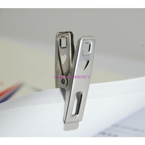 By DHL 1000pcs heart Clips Affordable Silver Tone Metal Office Paper Document Food bag Clips pegs Durable Utility outdoor Tools