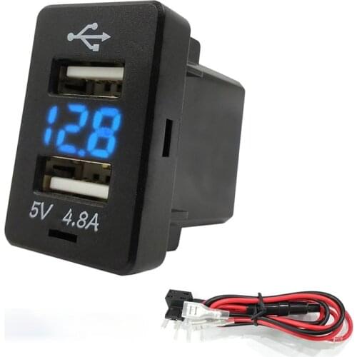 4.8A Dual USB Port Car Charger Socket With Voltmeter for Honda