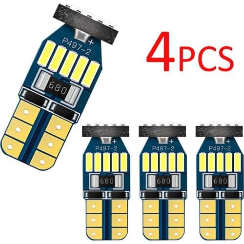4PCs T10 W5W Car LED Turn Signal Bulb Canbus Auto Interior Dome Reading Light Wedge Side Parking Reverse Brake Lamp 4014 15smd