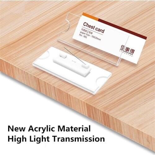 5 Pieces Acrylic Name ID Badge Holder With Clip Magnetic Nurse Work Name Pin Badge Card Holder Case