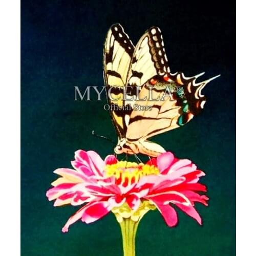 5D Needlework Diy Diamond Painting Cross Stitch Flower And Butterfly Diamond Embroidery Full Round Rhinestone Home Decor Crafts