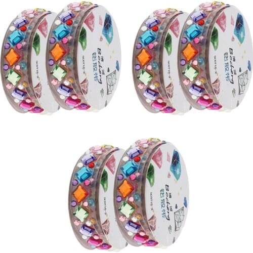 6 Rolls Multi Shapes and Colors Rhinestones Stickers Tape Mobile Phone PC Car Art DIY Bling Self Adhesive Scrapbooking Stickers