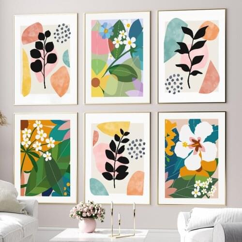 Abstract Flower Colorful Geometric Shapes Wall Art Canvas Painting Nordic Posters And Prints Wall Pictures For Living Room Decor