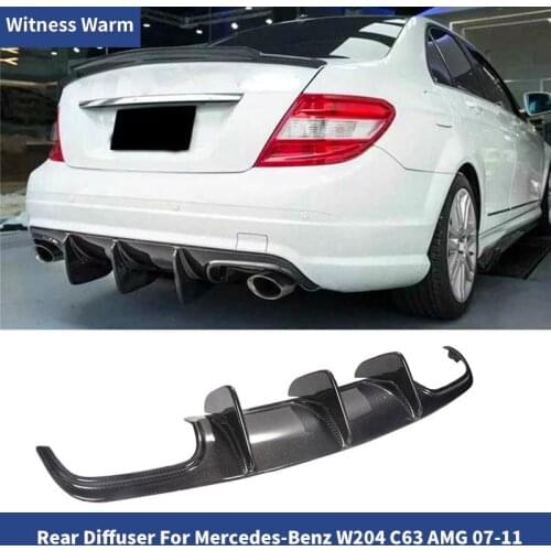 For W204 C63 Carbon Fiber Car Rear bumper Lip Spoiler Diffuser for Mercedes Benz W204 C63 AMG C300 2007 - 2011 FRP