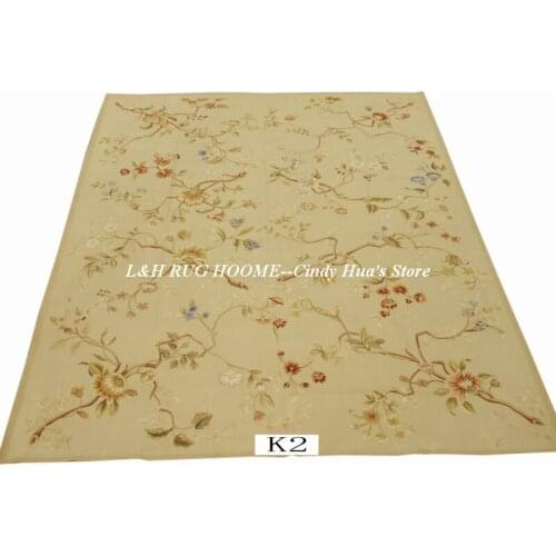 Free shipping 9'x12' Aubusson rugs beige colors with small flowers French style aubusson carpets