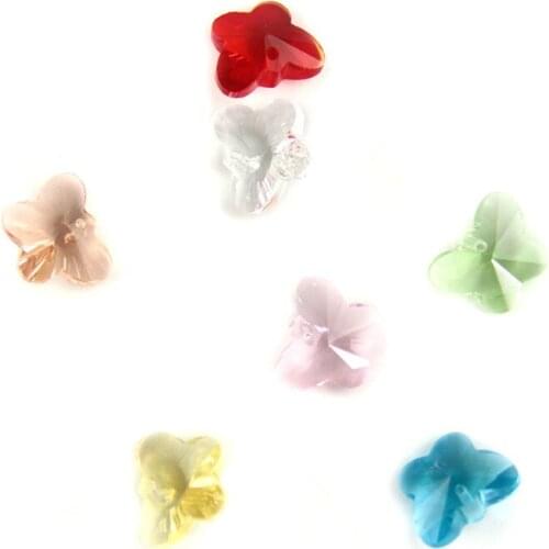 Butterfly Shape Beads Mix Color Glass Octagon Beads Pendants 200PCS/Lot 14mm With One Hole For Wedding/Home Tree Decoration