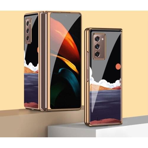 Z Fold2 5G Funda Case for Samsung Galaxy Z Fold 2 Plexiglass Case Watch Island Patterned Coque Phone Case Cover Capa Z Fold 2