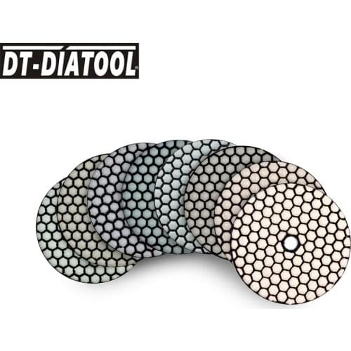 DT-DIATOOL 8pieces Dry Diamond Resin Bond Sanding Disc For Granite Marble Stones Flexible Polishing Pads Dia 4"/100mm