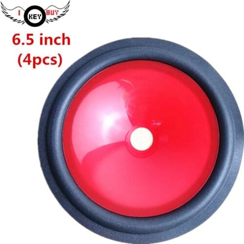 I KEY BUY 4pcs 158mm 19.5mm Voice Coil Speaker Red Injection Cones Foam Edge Plastic Basin Waterproof Woofer Bass Repair Parts