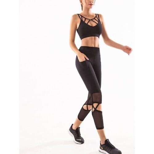 Sexy 2 Piece Sets Yoga Dress Women Tight Set Sports Bra High Waist Hip Yoga Pants Ropa Deportiva Mujer Sports Wear Gym 2020