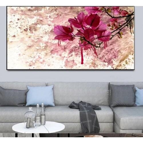 Beautiful red floral pattern canvas paintings and posters, abstract art landscape painting pictures for home decoration