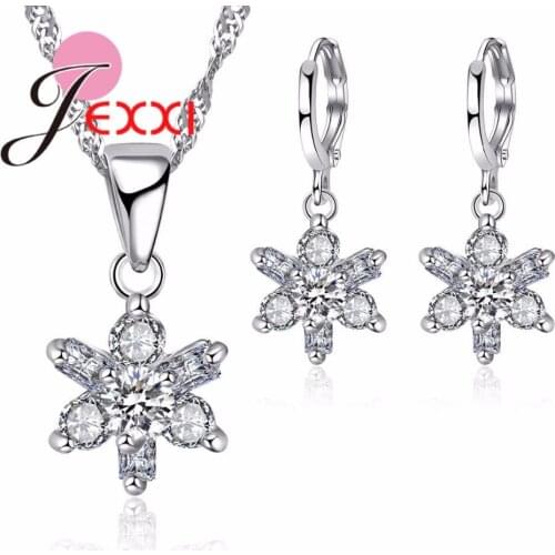 Fashion Jewelry Sets Cubic Zircon Pendants Necklaces Earring Set For Women 925 Sterling Silver Jewelry Sets For Engagement