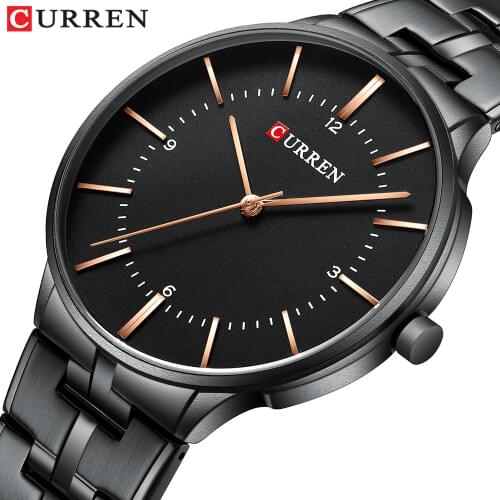 2019 Top Brand CURREN Luxury Men Quartz Watches fashion Black Stainless Steel Strap Mens Waterproof 30M Clock Relogio Masculino