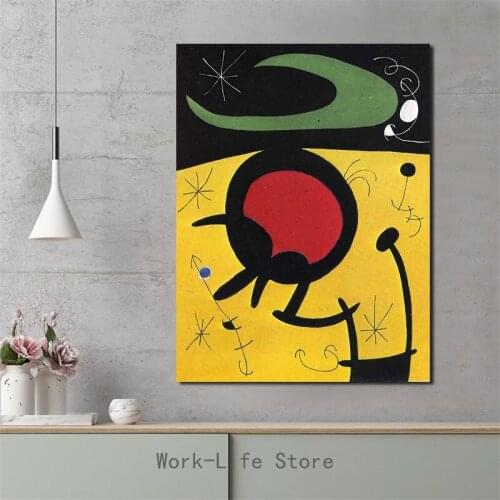 Joan Miroes Bird Flight Wall Art Canvas Poster Print Canvas Painting Oil Decorative Picture Minimalist Living Room Home Decor