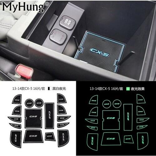 Non-Slip Luminous Interior Door Pad Cup Mat Auto Accessories Fit For Mazda CX-5 CX5 2013 2014 2015 2016 16Pcs Per Set