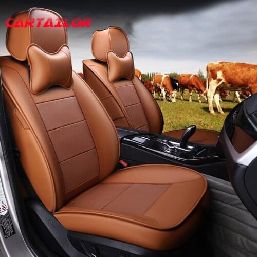 CARTAILOR New Cowhide Car Seat Cover for Ford S-MAX Seat Covers & Supports Genuine Leather Cover Car Accessories Seats Protector