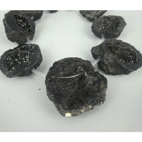 Black Crystal Geode Druzy Crystal Geode Quartz Stone Pendant Neckace Different Colorful Drusy Stone Crystal Rock Gems Necklace