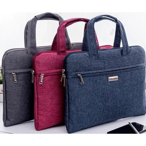 File Folder Laptop Bag Case Men Business Briefcase A4 Canvas Casual Portable Paper Organizer Airbag Pouch 14 Inch Document Bag