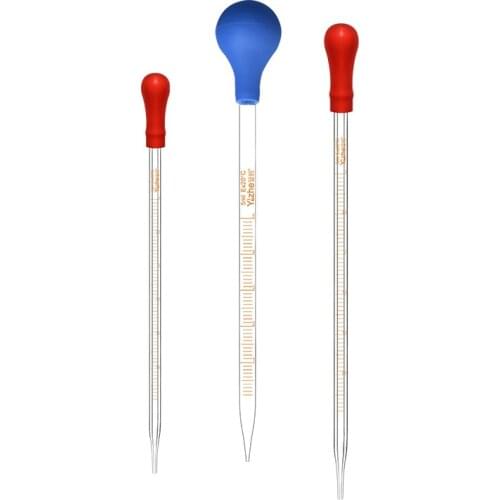 5Pcs Plastic Dropper 1ml -10ml with Rubber Absorbent Ball Glass Graduated Dropper Reagent Experiment Equipment