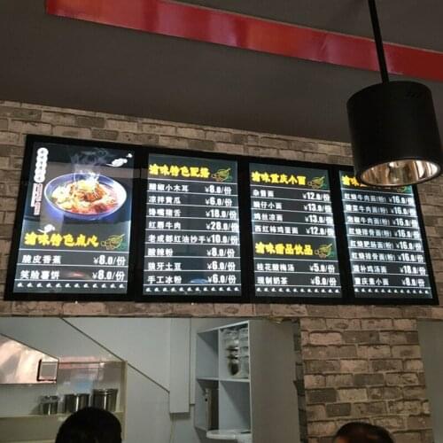 Restaurant Aluminum Menu List Frame,LED Edge-lit Magnetic Advertising Light Box