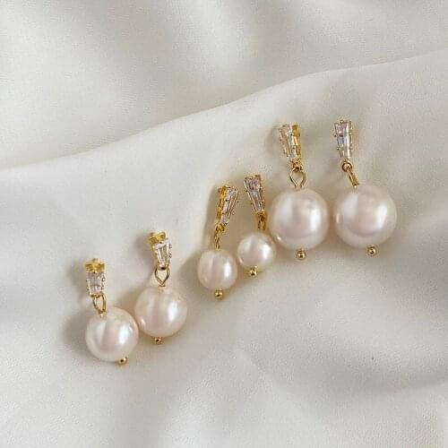 8mm10mm12mm Pearl Drop Charm Earrings Jewelry Pearl Zircon Stone Stud Drop Earrings For Women Girls Trendy Jewelry Gift