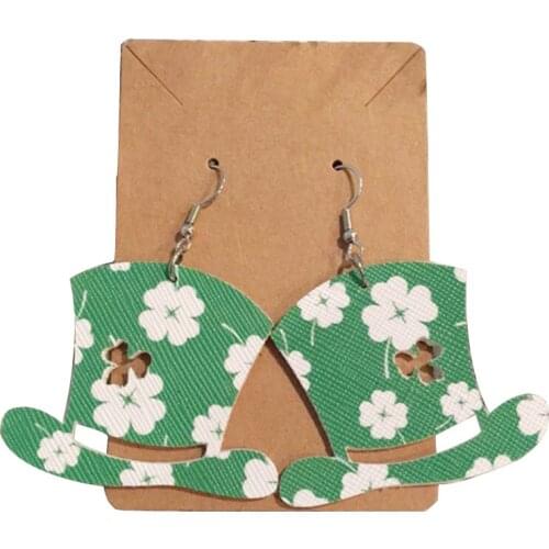 Stock St Patrick’s Day Earrings Teardrop Faux Leather Earrings Multiple Colors Available Unique styles Can Be Made