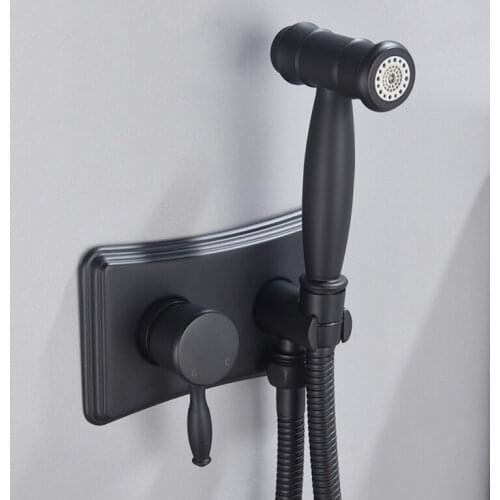 Toilet Bidet Faucet Mixer Black/Nickel Brass Cold and Hot Bathroom Shower Faucet Wall or Ceiling Wall Mounted Bathtub Shower Tap