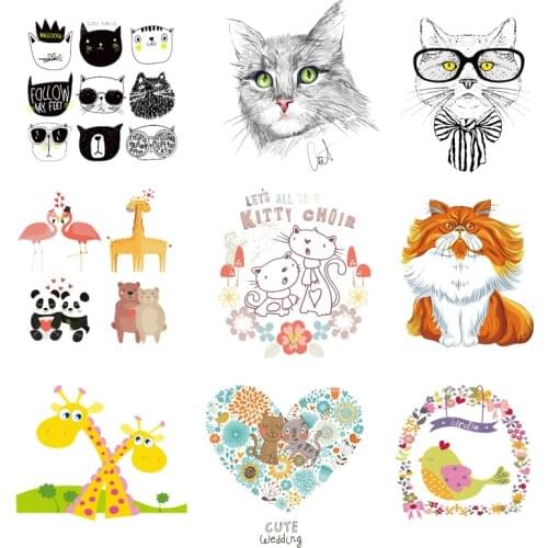 Iron-on Transfers for Clothing Patches for Clothes Stickers Applique Diy Cat Patch Flex Fusible Transfer Vinyl Adhesive Stripe C