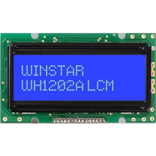 WH1202A model 12x 2 is a 12 character by 2 line small LCD display, screen blue backlight new and original