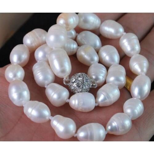 Women Gift word Love Shipping >>>>> 9x10mm white freshwater rice pearl necklace 45 CM mujer for -jewelry