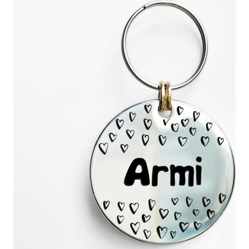 002 Cats and Dog ID Tag Custom Engraved on Both Side for Pet Collar Accessories Personalized Front Hearts Background