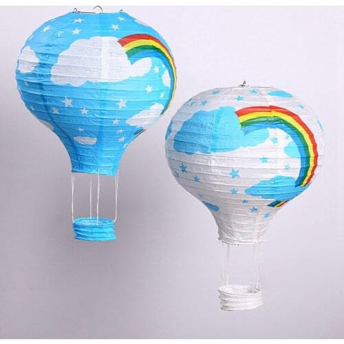 1pc 30cm Hot Air Balloon Paper Lantern Party Festival Shopping Event Decoration Childrens Room Decorations Rainbow Cloud D
