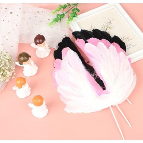 1pcs Wishing Angel Feather Wing Flag Cake Toppers Cake Dessert Ornaments Cute Baby Birthday Party Decor Supplies