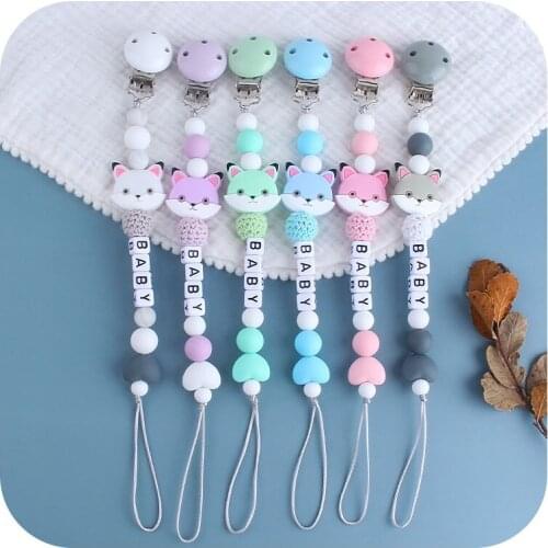 1PCS Cute Baby Silicone Pacifier Clip Beads Infant Pacifier Clips Chain Newborn Anti Falling Chain