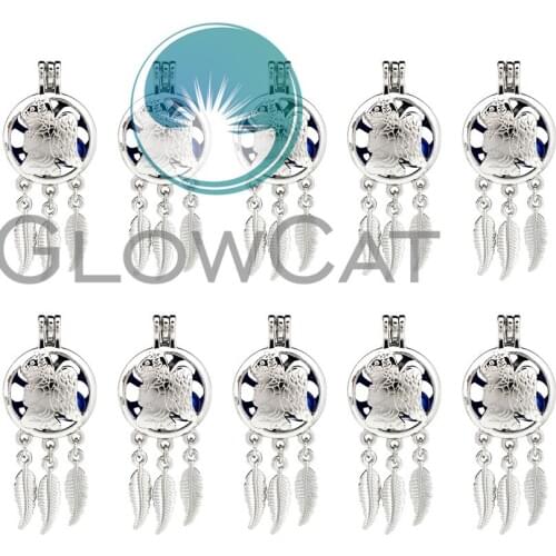 10X K770 Fairy Angel Wings Dream Catcher Beads Cage Locket Pendant Essential Oil Diffuser Stone Pearl Cage Jewelry Making