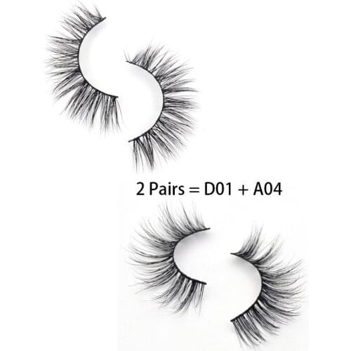 2 Pairs Mink Lashes Lashes Natural 3D Mink Eyelashes Cruelty Free False Eyelashes Cross Long False Eyelashes Makeup Cils