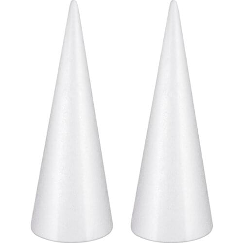 Amosfun 2pcs White Cones Arts and Crafts Cone Shaped Foams Craft Projects Christmas Tree Table Centerpiece Cone Sh