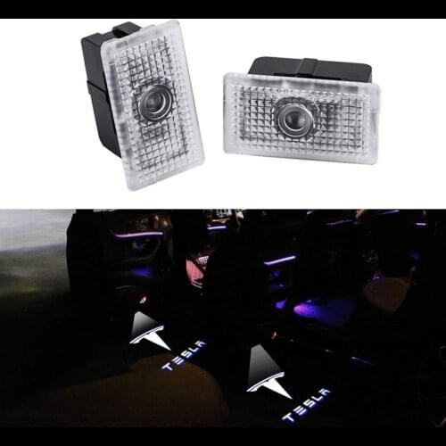 2PCS LED Logo Shadow Lights for Tesla Model S Tesla Model 3 X Y Car Door Emblem Projector Lamps Car Decoration Atmosphere Lights