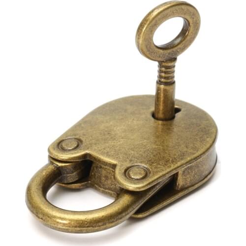 1Set Metal Old Vintage Style Mini Padlock Small Luggage Box Key Lock Copper Color Lot Of 3 Home Usage Hardware Decoration