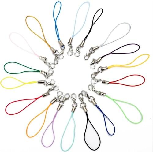 50pcs/lot Colorful Cell Phone Lanyard Strap Cords Mobile Strap Cord With Lobster Clasp Keychain Cords For Jewelry Findings