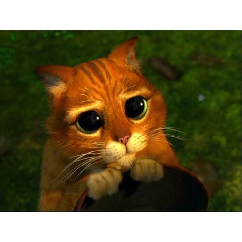 5D DIY Diamond Painting Cat Animal Full Square 3D Diamond Embroidery Cross Stitch Yellow Cat Big Eyes Needlework Home Decorative