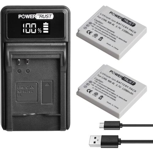 2x 1200mAh NB-4L NB4L Battery + LED USB Charger for Canon PowerShot SD780 IS SD940 IS SD960 IS SD970 IS SD1000 SD1100 IS