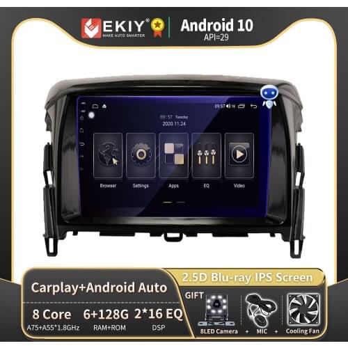 EKIY Car Radio 6+128G Android For Mitsubishi ECLIPSE CROSS 2018 2019 IPS DSP Multimedia Navigation GPS Stereo BT no 2 din DVD HU
