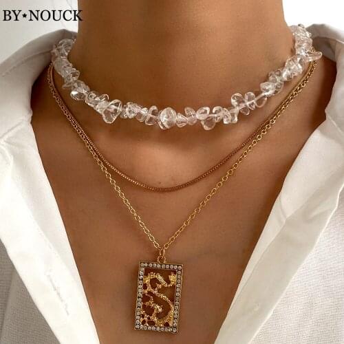 Bohemia Crystal Stone Beaded Choker Necklace Jewelry For Women Multi-layer Dragon Charms Long Twisted Chain Summer Jewellery New