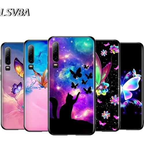 Beautiful Colorful Butterfly Art For Huawei P40 P30 P20 P10 P9 P8 Lite E 5G 2017 2019 Pro Plus Black Phone Case