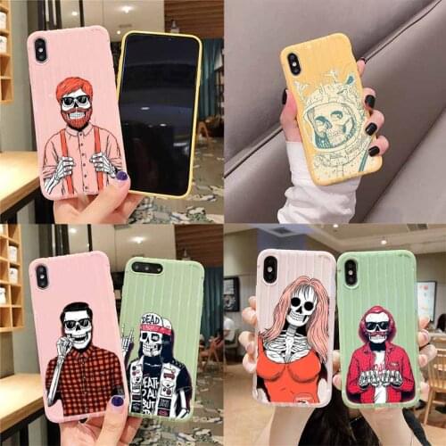 Cute Skull art Trolley Suitcase Texture Phone Case IPhone 11 Pro Max X XS MAX 8 7 6S Plus Cute Candy Color Casing